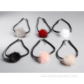 Pom Pom Leather Choker Necklace Statement Choker Necklace